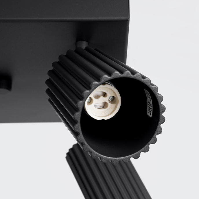 Plafond KARBON 4 svart + 4x LED-lampa GU-10 3000K varm 7W 510lm