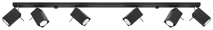 Plafond MERIDA 6L svart + 6x LED-lampa GU-10 3000K varm 7W 620lm