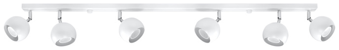 Plafond OCULARE 6L vit + 6x LED-lampa GU-10 3000K varm 7W 620lm