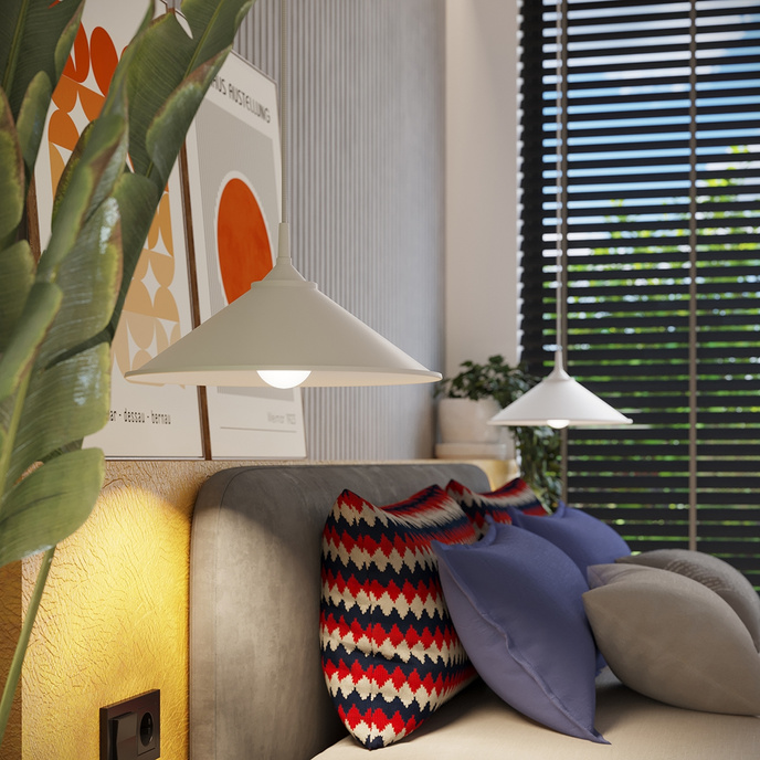 ZUMA taklampa vit + 1x LED-glödlampa E27 3000K varm 7,5W 620lm