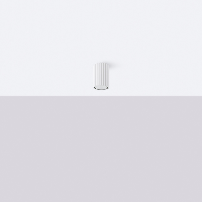 Plafond KARBON 10 vit + 1x LED-lampa GU-10 4000K Kall 7W 530lm