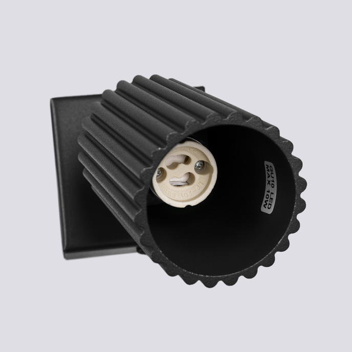 Vägglampa KARBON svart + 1x LED-lampa GU-10 3000K varm 7W 510lm