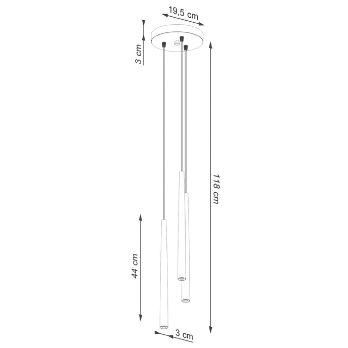 BLISS 3P taklampa svart + 3x LED-lampa G9 3000K varm 4,5W 450lm