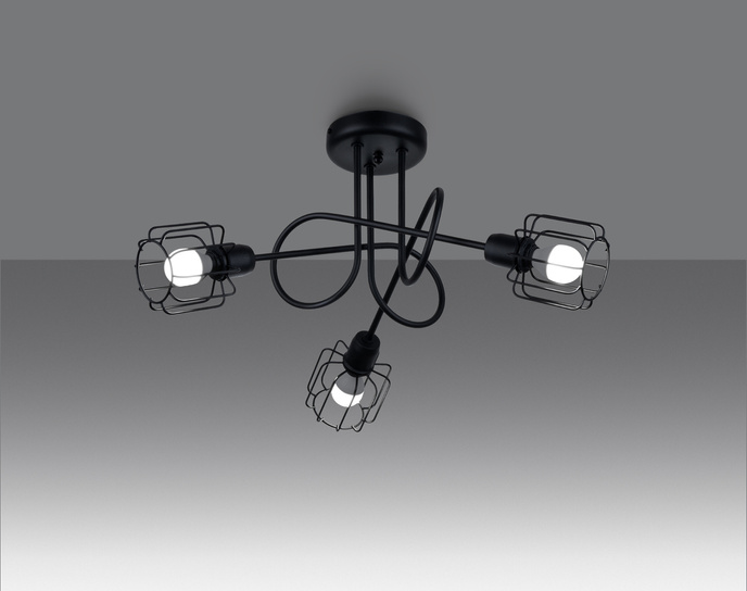 Ljuskrona BELUCI 3S svart + 3x LED-lampa E14 3000K varm 7,5W 620lm