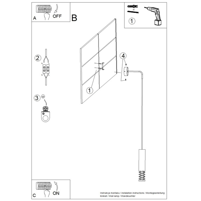 Vägglampa LAMI vit + 1X LED-lampa GU-10 4000K Kall 7W 530lm