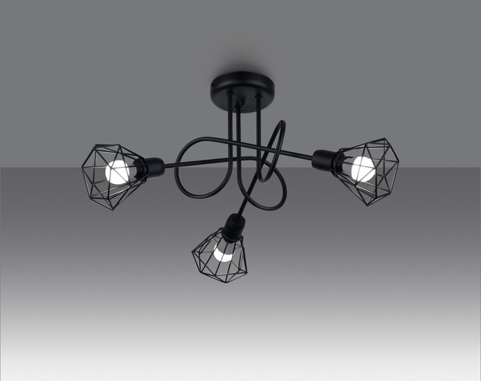 ARTEMIS 3S ljuskrona svart + 3x LED-lampa E14 3000K varm 7,5W 620lm