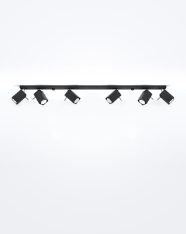 Plafond MERIDA 6L svart + 6x LED-lampa GU-10 3000K varm 7W 620lm