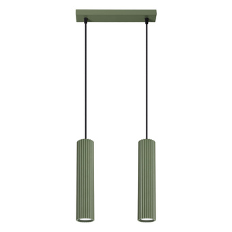 KARBON 2 pendellampor olivgrön + 2x LED-lampa GU-10 3000K varm 7W 510lm