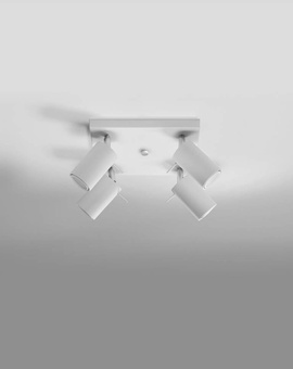 Plafond RING 4 vit + 4x LED-lampa GU-10 3000K varm 7W 620lm