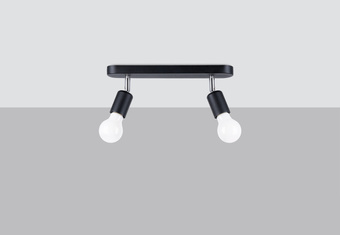 Plafond FORNES 2 svart + 2x LED-lampa E27 3000K varm 7,5W 620lm