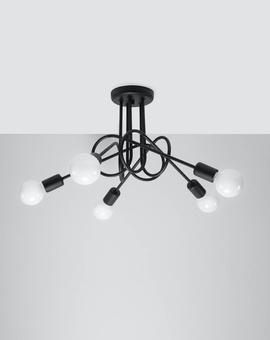 Ljuskrona SUPEŁ 5 svart + 5x LED-lampa E27 4000K kall 7,5W 650lm