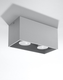 Plafond QUAD MAXI grå + 2x LED-lampa GU-10 3000K varm 7W 620lm