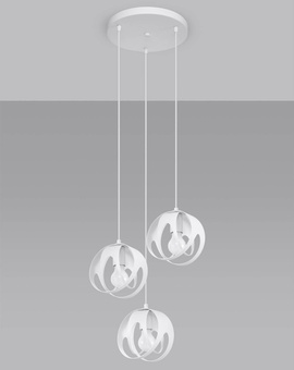 TULOS 3P taklampa vit + 3x LED-lampa E27 4000K Kall 7,5W 650lm