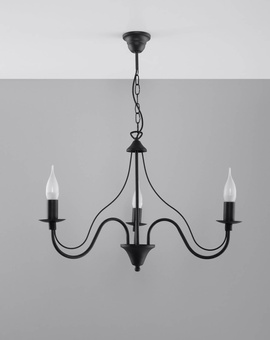 Ljuskrona MINERWA 3 svart + 3x LED-lampa E14 4000K Kall 7,5W 650lm