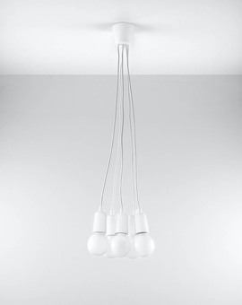 DIEGO 5 taklampa vit + 5 x LED-lampa E27 4000K Kall 7,5W 650lm