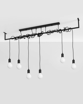 Ljuskrona SALAMANCA 6 svart + 6x LED-lampa E27 4000K Kall 7,5W 650lm