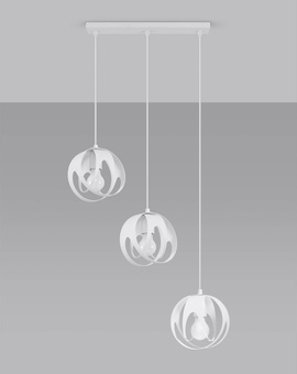 TULOS 3L taklampa vit + 3x LED-lampa E27 3000K varm 7,5W 620lm