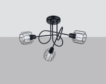 Ljuskrona BELUCI 3S svart + 3x LED-lampa E14 3000K varm 7,5W 620lm